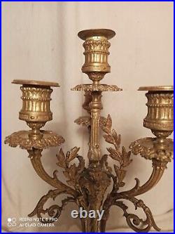 Paire de grands chandeliers bronze 4 feux