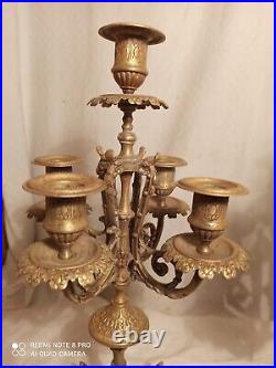 Paire de grands chandeliers bronze 5 feux