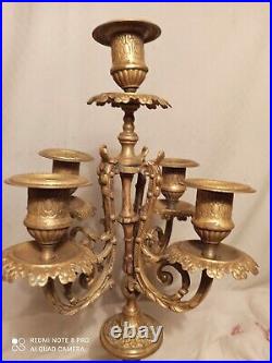 Paire de grands chandeliers bronze 5 feux