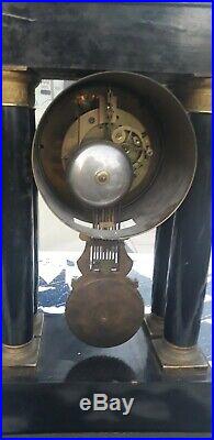 Pendule 4 Colonnes Napoléon XIXème Cadran Empire, Bronze Clock Pendulum