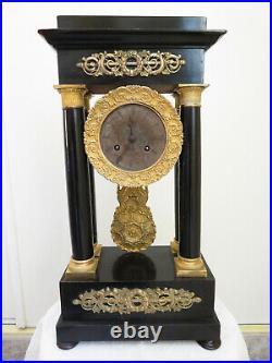 Pendule Ancienne A Colonnes Napoleon III Garniture Bronze Horloge Portique