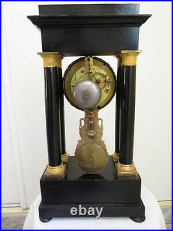 Pendule Ancienne A Colonnes Napoleon III Garniture Bronze Horloge Portique