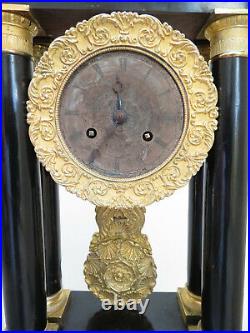 Pendule Ancienne A Colonnes Napoleon III Garniture Bronze Horloge Portique