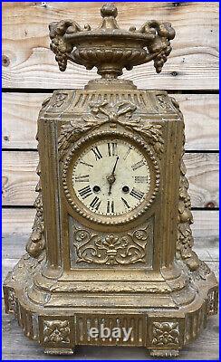Pendule Ancienne Napoléon III XIXeme Horloge Fonte Mouvement