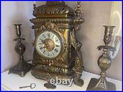 Pendule Ancienne en Bronze Garniture de Cheminé Epoque Napoléon 3 H 53 cm Pendule Ancienne en Bronze Garniture de Cheminé Epoque Napoléon 3 H 53 cm