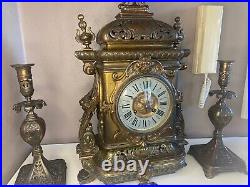 Pendule Ancienne en Bronze Garniture de Cheminé Epoque Napoléon 3 H 53 cm Pendule Ancienne en Bronze Garniture de Cheminé Epoque Napoléon 3 H 53 cm