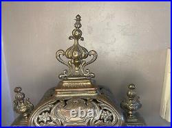 Pendule Ancienne en Bronze Garniture de Cheminé Epoque Napoléon 3 H 53 cm Pendule Ancienne en Bronze Garniture de Cheminé Epoque Napoléon 3 H 53 cm