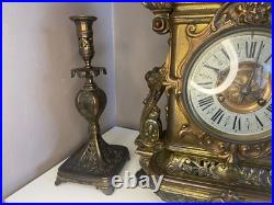 Pendule Ancienne en Bronze Garniture de Cheminé Epoque Napoléon 3 H 53 cm Pendule Ancienne en Bronze Garniture de Cheminé Epoque Napoléon 3 H 53 cm