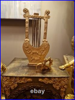 Pendule Anciennne En Bronze Doré Époque Empire XIX Ème S