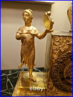Pendule Anciennne En Bronze Doré Époque Empire XIX Ème S