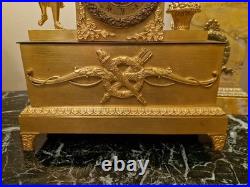 Pendule Anciennne En Bronze Doré Époque Empire XIX Ème S