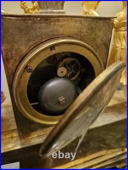 Pendule Anciennne En Bronze Doré Époque Empire XIX Ème S
