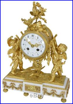 Pendule Angelots. Kaminuhr Empire clock bronze horloge antique cartel uhren