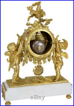 Pendule Angelots. Kaminuhr Empire clock bronze horloge antique cartel uhren