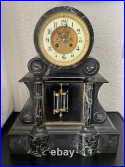 Pendule Borgne Style Napoléon 3 En Marbre Balancier Mercure, Avec Sa Clé