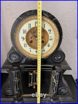 Pendule Borgne Style Napoléon 3 En Marbre Balancier Mercure, Avec Sa Clé