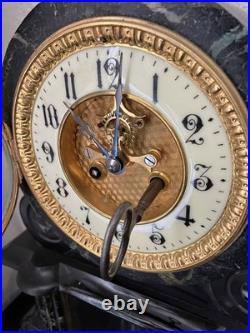 Pendule Borgne Style Napoléon 3 En Marbre Balancier Mercure, Avec Sa Clé