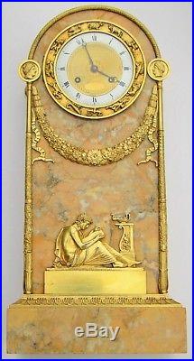 Pendule Borne Empire Epoque restauration Bronze, Clock, Pendel Uhren