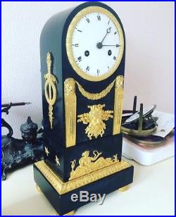 Pendule Borne Empire Louis XVI Directoire Bronze Kaminurh French Clock
