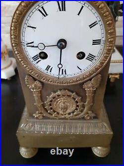 Pendule Borne Empire Restauration Bronze Doré Clock Uhr Napoleon