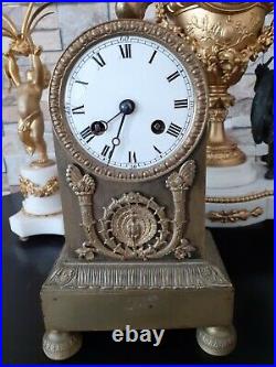 Pendule Borne Empire Restauration Bronze Doré Clock Uhr Napoleon