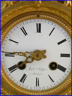 Pendule Borne En Bronze Doré et marbre blanc XIXe Clock Uhr Reloj