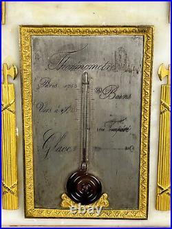 Pendule Borne Époque Charles X Faisant Thermomètre En Albtre Et Bronze Doré