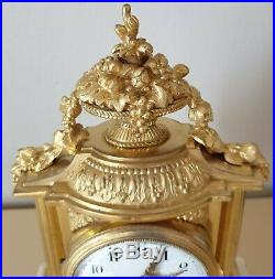 Pendule Borne Louis XVI Bronze Doré Et Marbre XIXeme
