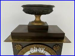 Pendule Borne Napoleon III Restauration Tole Et Bronze 19eme Cadran Email C3843