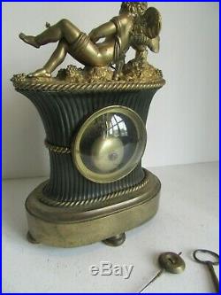 Pendule Bronze Doré Napoléon 3, Signé Fecheux