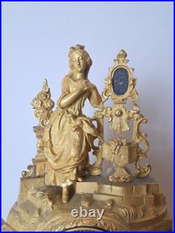 Pendule, Bronze Doré, époque Restauration, XIX°