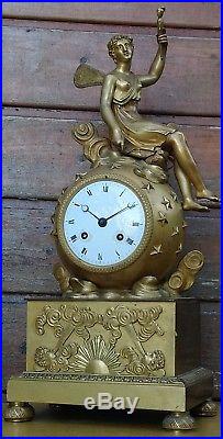 Pendule Bronze Empire Horloge À Fil