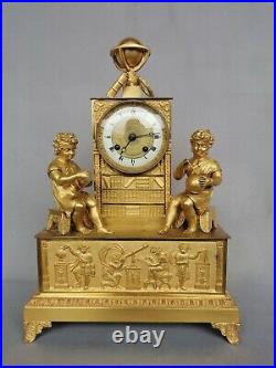 Pendule Bronze doré l'Astronomie Candlestick Uhr Clock Napoléon Empire Cartel