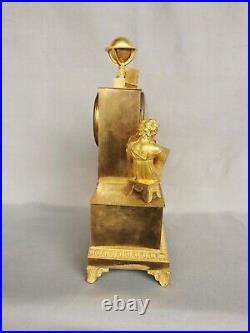 Pendule Bronze doré l'Astronomie Candlestick Uhr Clock Napoléon Empire Cartel
