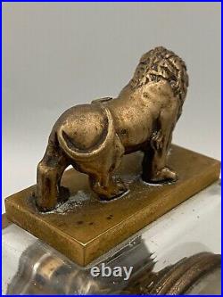 Pendule Cristal Monture Bronze Decor A L Antique Lion Xixe C4246
