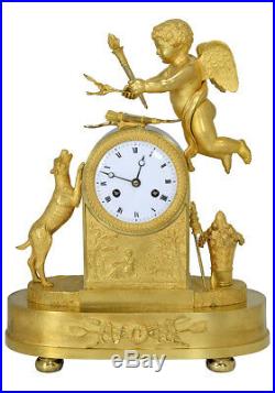 Pendule Cupidon. Kaminuhr Empire clock bronze horloge antique cartel