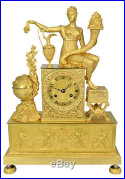 Pendule Déesse Flore. Kaminuhr Empire clock bronze horloge antique uhren