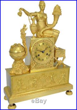 Pendule Déesse Flore. Kaminuhr Empire clock bronze horloge antique uhren