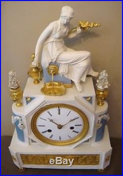 Pendule Directoire''La Fileuse'' Biscuit Sèvres Bronze Doré (Empire clock)