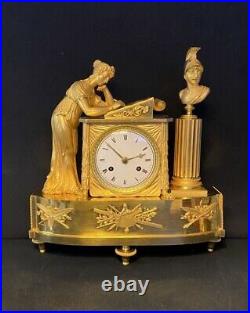 Pendule Empire''Allégorie de Peinture'' bronze doré (J. A. Reiche french clock)