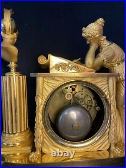 Pendule Empire''Allégorie de Peinture'' bronze doré (J. A. Reiche french clock)