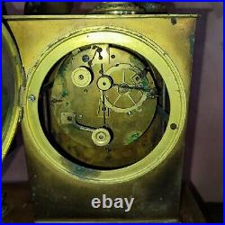 Pendule Empire Amour Coquilles Angelot XIXème clock bronze horloge antique h48