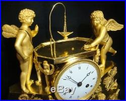 Pendule Empire''Amours au Billard'' Bronze doré (Cupido clock Ormolu)