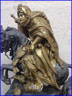 Pendule Empire Bronze Barry Cavalier Arabe 19e Ancienne