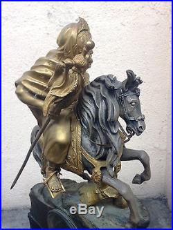 Pendule Empire Bronze Barry Cavalier Arabe 19e Ancienne