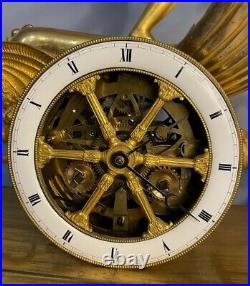 Pendule Empire Char de l'Amour en bronze. Jean Simon Deverberie (French clock)