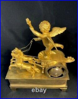 Pendule Empire Char de l'Amour en bronze doré (french clock)