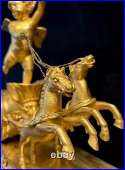 Pendule Empire Char de l'Amour en bronze doré (french clock)