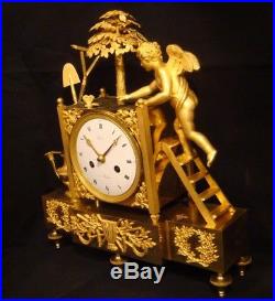 Pendule Empire''LAmour jardinier'' Bronze doré (Cupido clock bac oranger)
