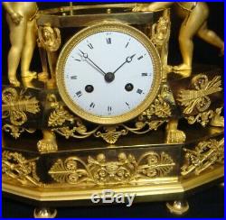 Pendule Empire''Partie de Billard'' en Bronze doré (French cupid ormolu Clock)